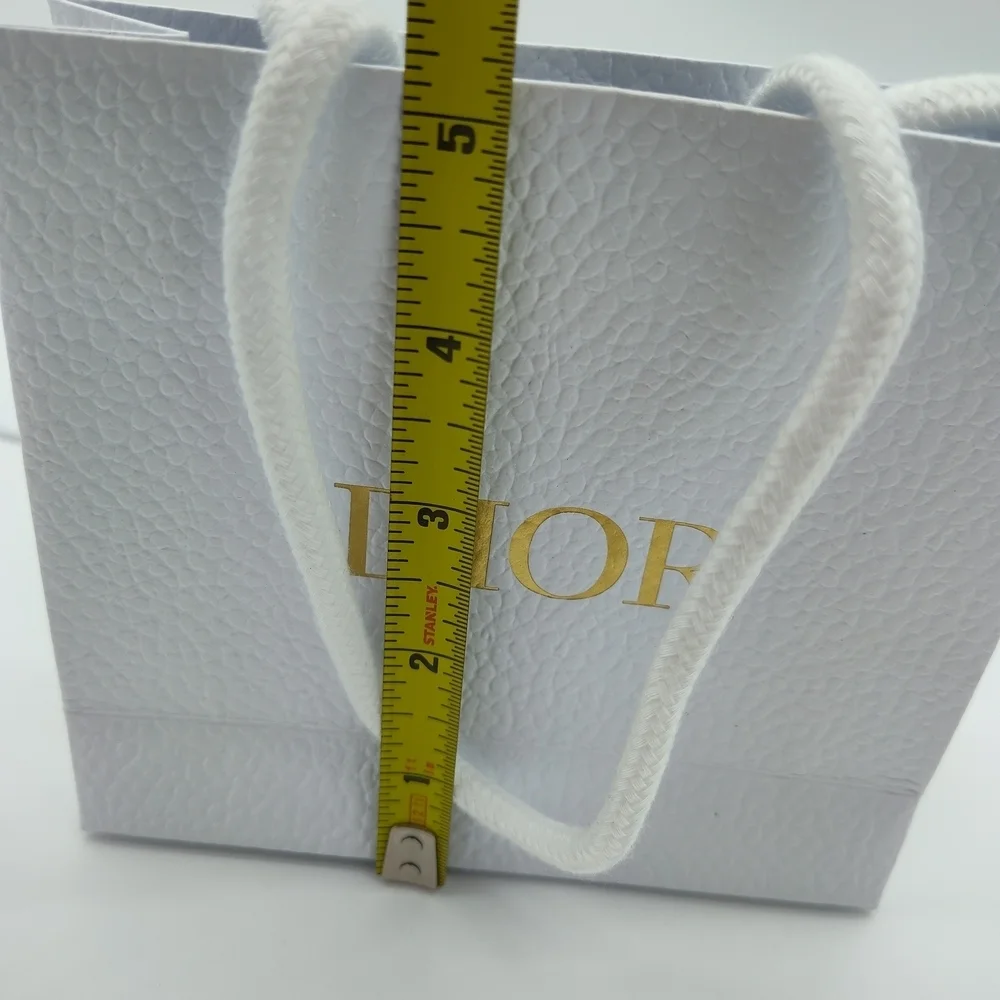 DIOR Small Gift Bags Set 4 White Gold Logo Rope Handles 5.75x5.25x2
